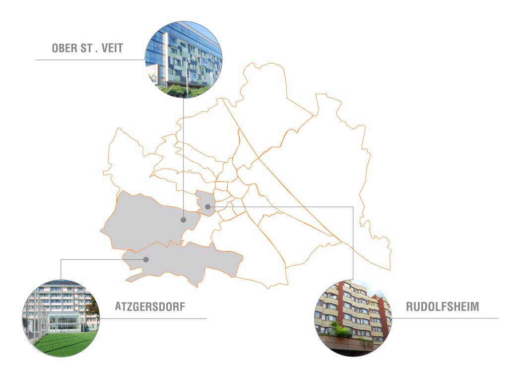 Wien-Karte mit Standorten von STARTPLATZ Wien